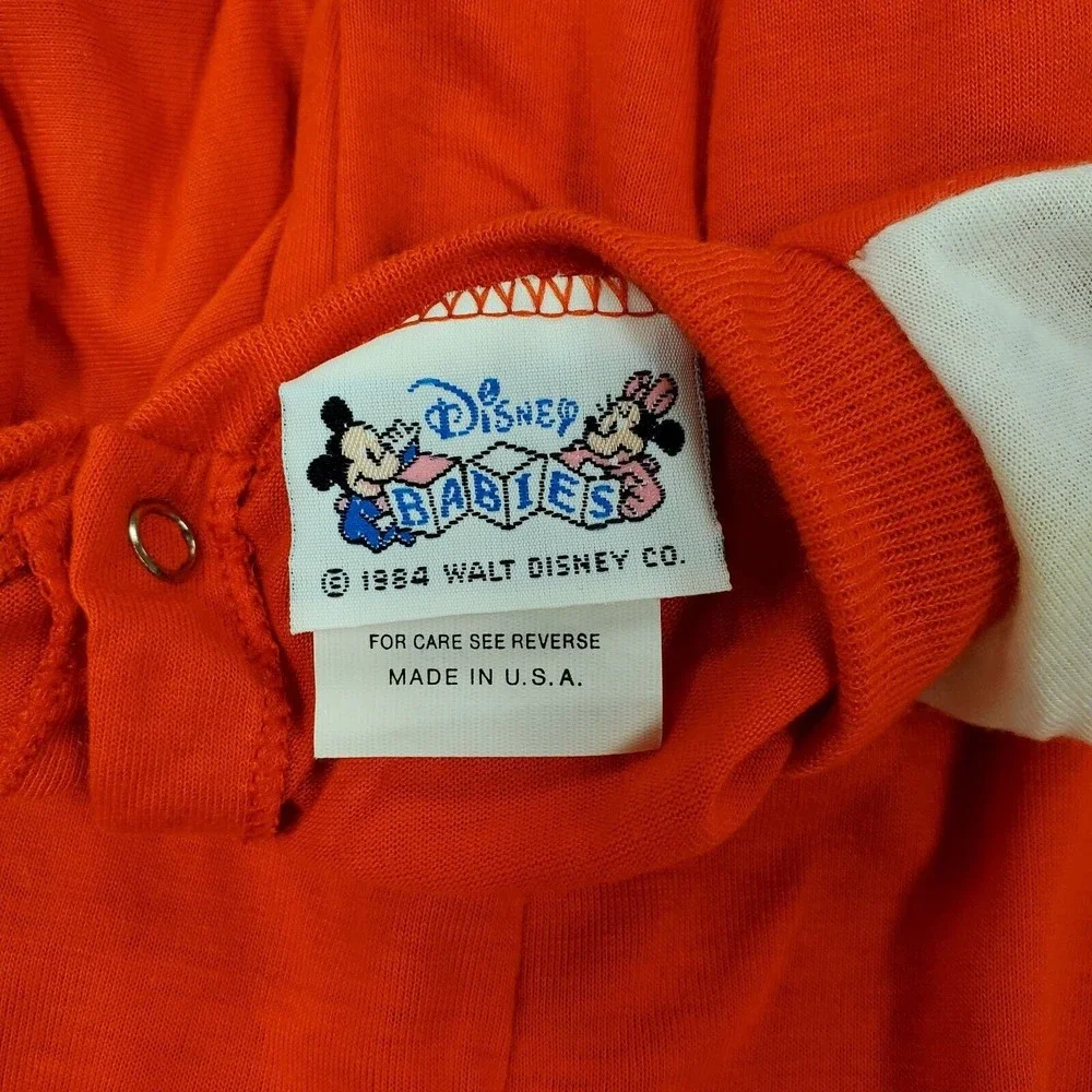 Vintage Waly Disney Co. Mickey Mouse 1984 Snap Pajamas Toddler Size 9M US Made - Picture 10 of 11